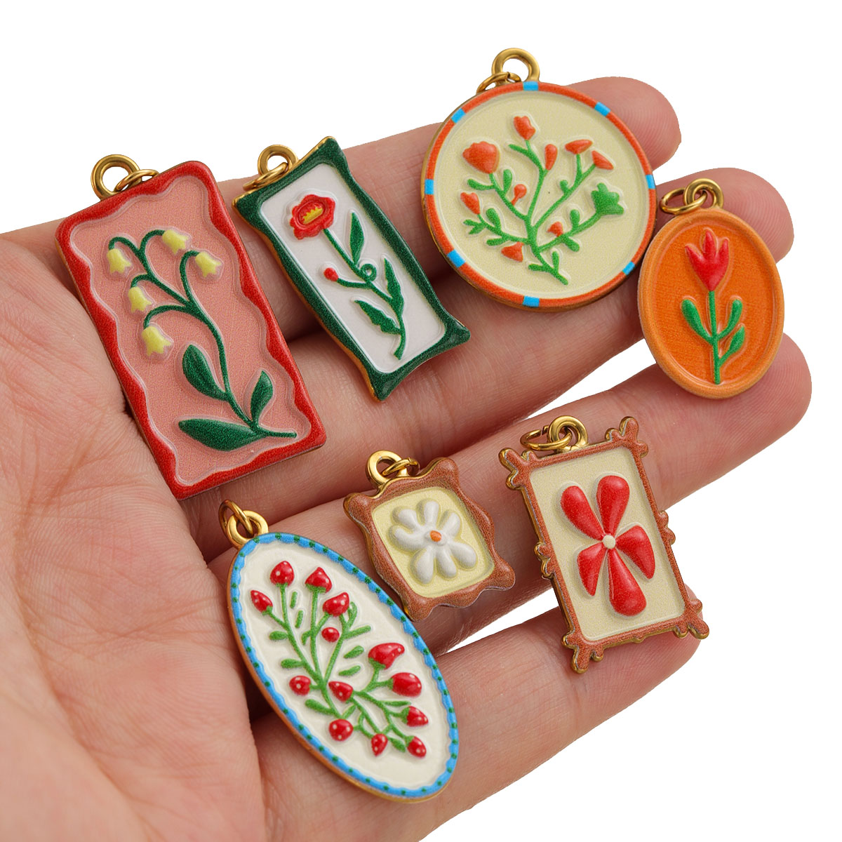 2pcs Boho Enamel Flower Pendan - đánh giá và giá Ethnic Fashion Design